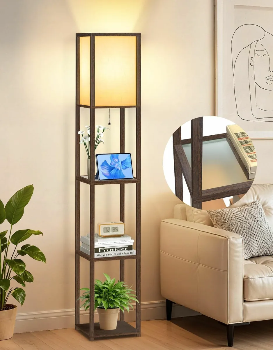 Floor Lamp with Glass Shelves 3000K-6000K - Image 1