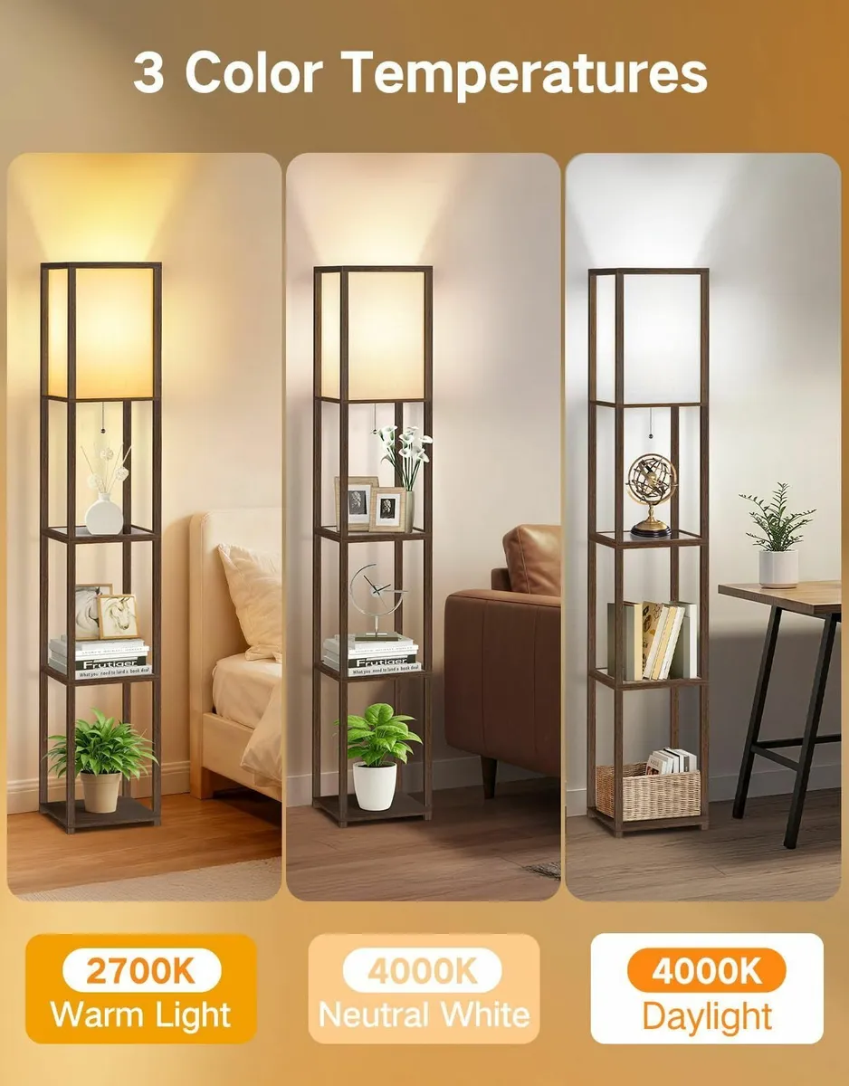 Floor Lamp with Glass Shelves 3000K-6000K - Image 2