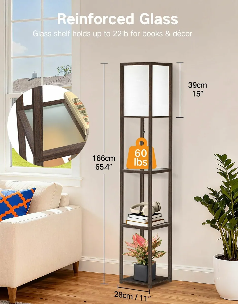Floor Lamp with Glass Shelves 3000K-6000K - Image 3