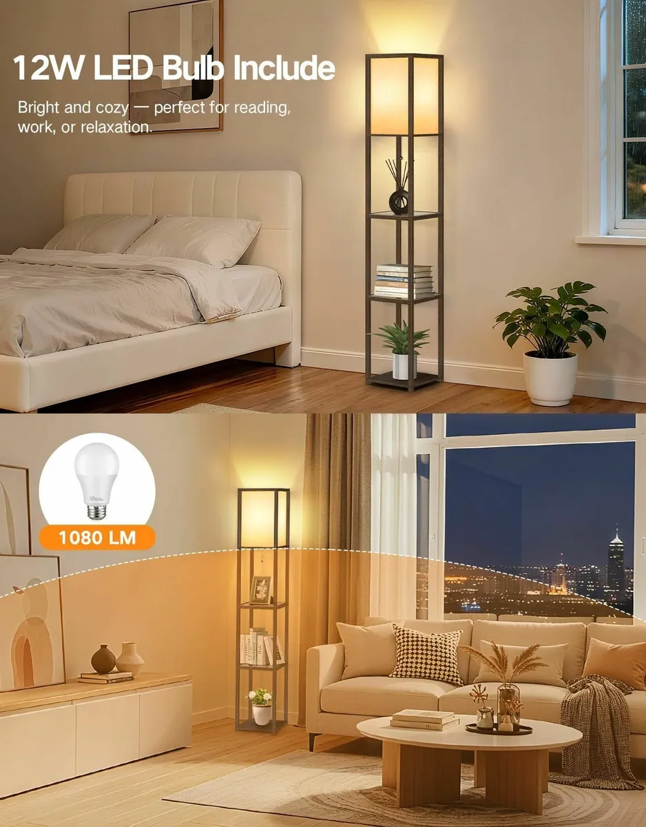 Floor Lamp with Glass Shelves 3000K-6000K - Image 4