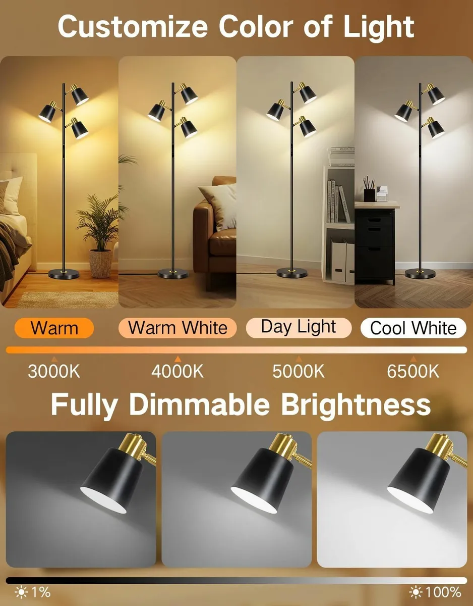 LED Tree Floor Lamp 36W Dimmable Modern Light - Image 2