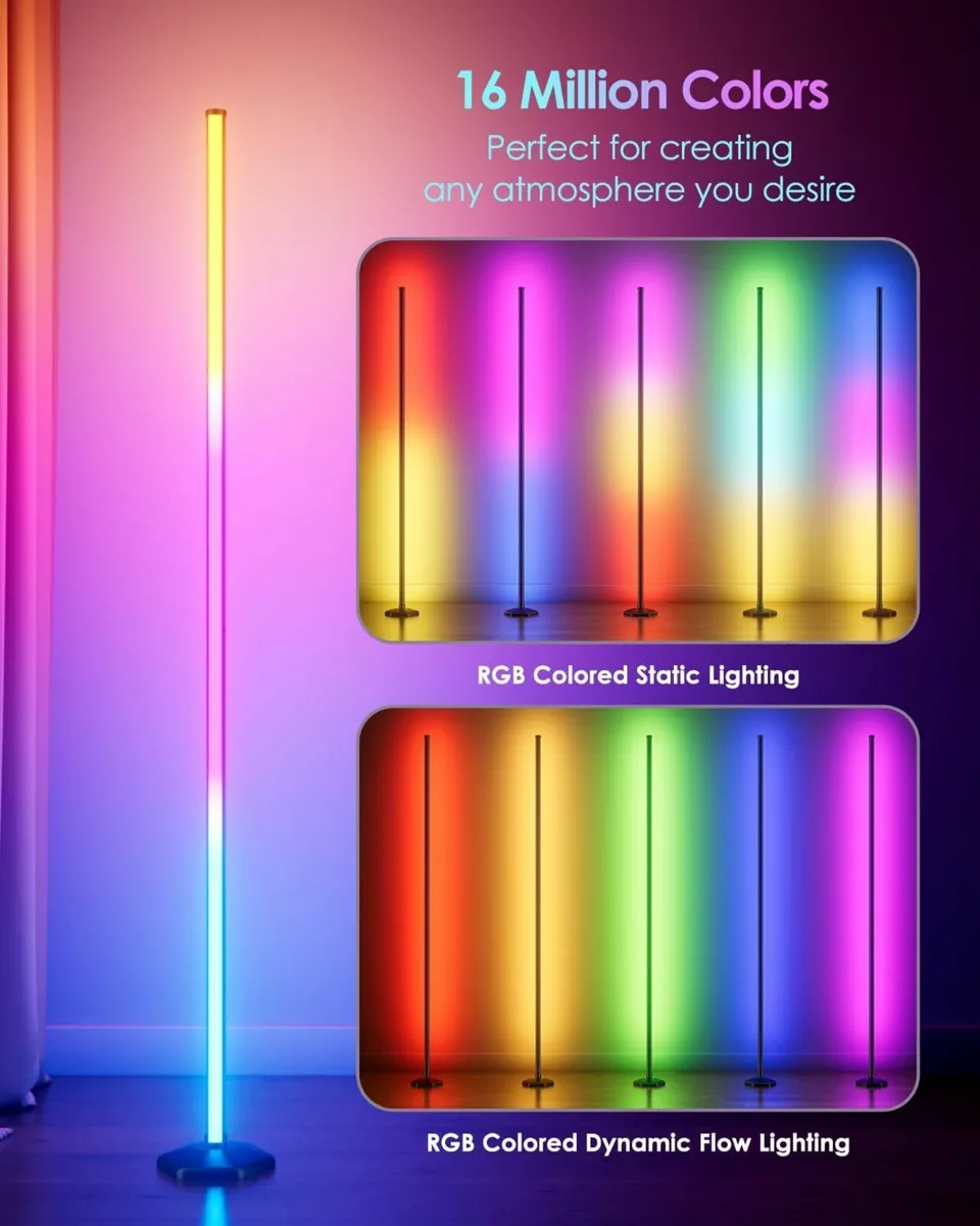 2 Pack LED Floor Lamp 65 RGB Corner with APP - Image 2