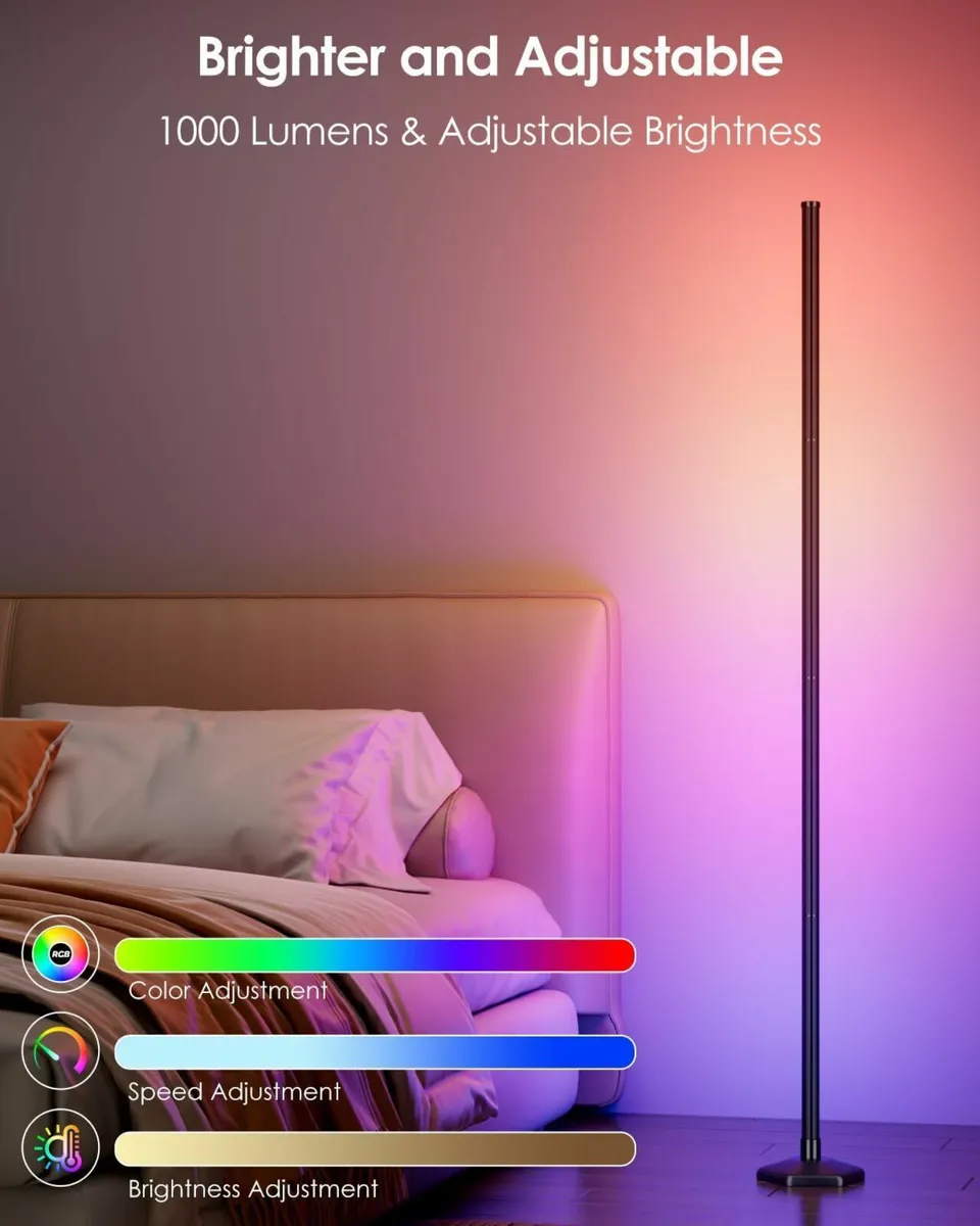 2 Pack LED Floor Lamp 65 RGB Corner with APP - Image 3