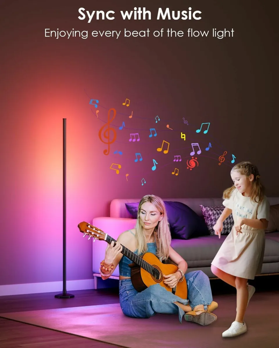 2 Pack LED Floor Lamp 65 RGB Corner with APP - Image 4