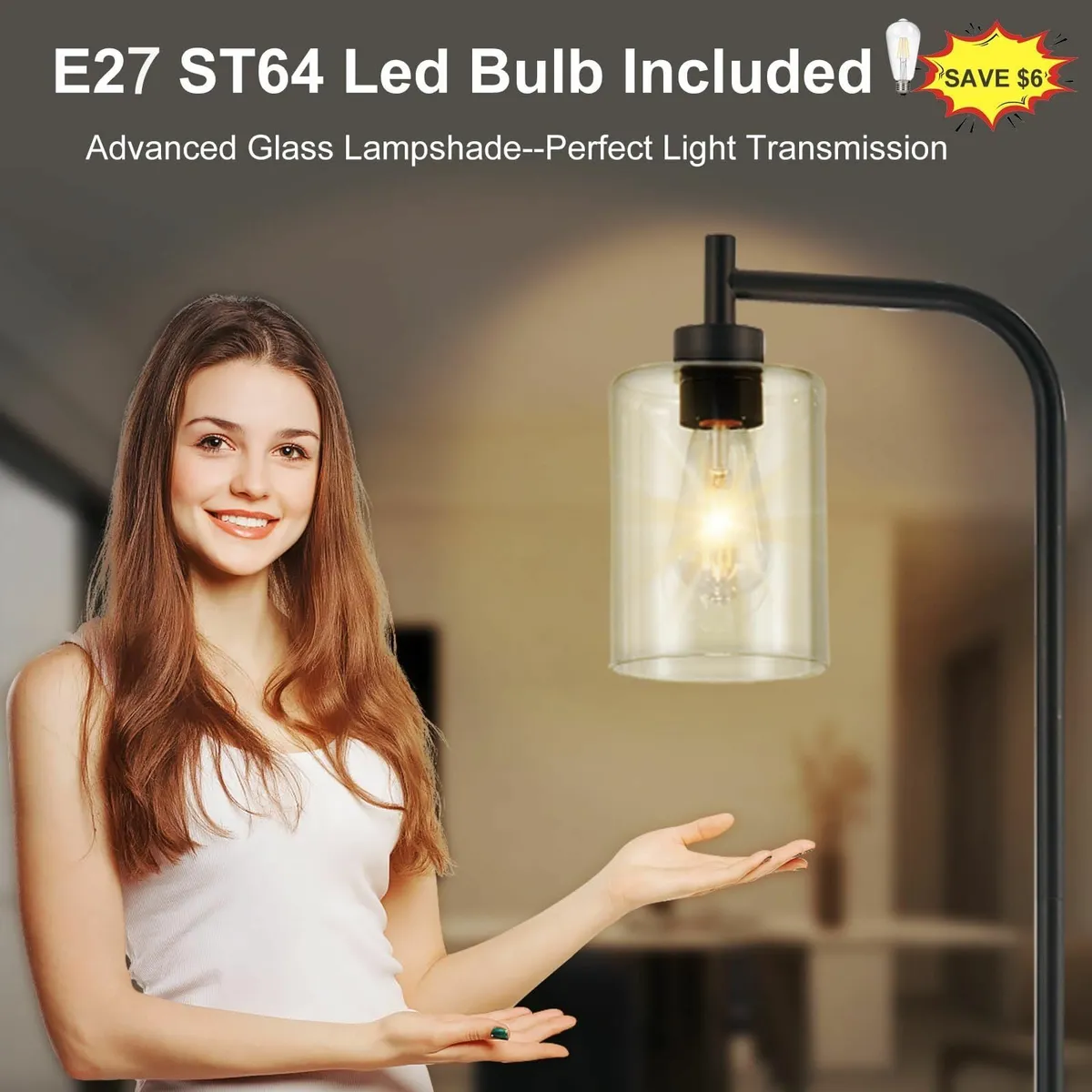 DLLT Floor Lamp Tall for Room: Black Standing - Image 2