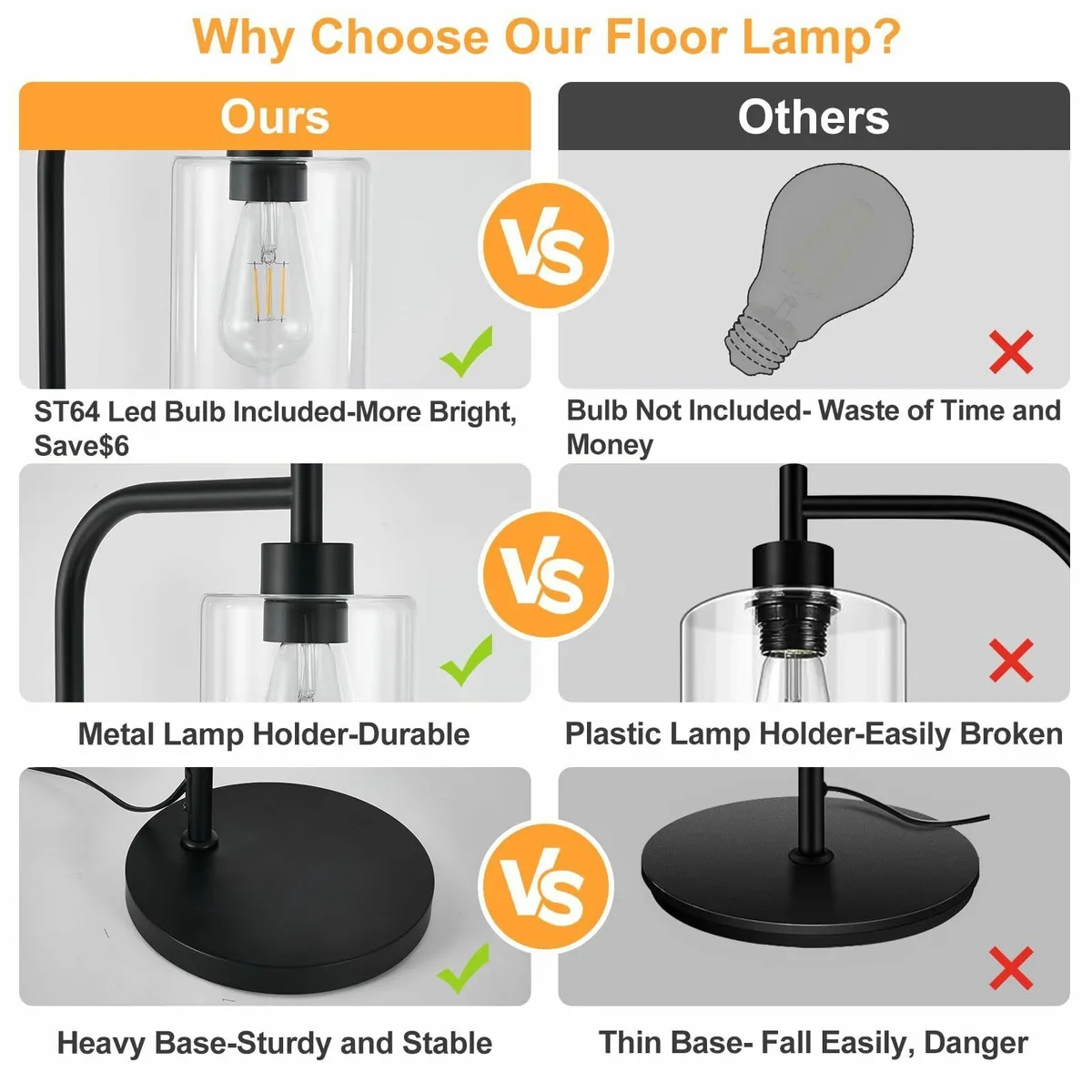 DLLT Floor Lamp Tall for Room: Black Standing - Image 4