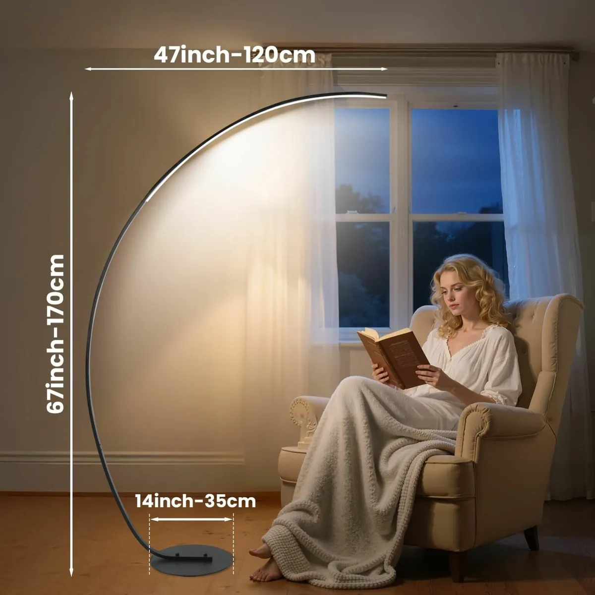 Arc Floor Lamp 40W 3 Color 5 Levels Brightness - Image 3