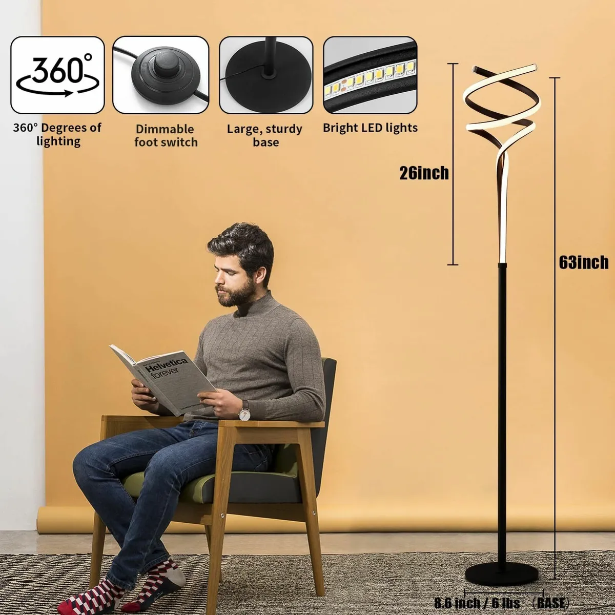 Floor Lamp Lamps for Living Room LED 3 Color 5 - Image 3