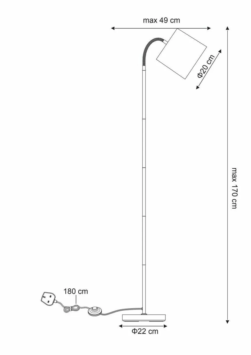Modern LED Floor Lamp - Grey Standing 1.7m Tall - Image 2