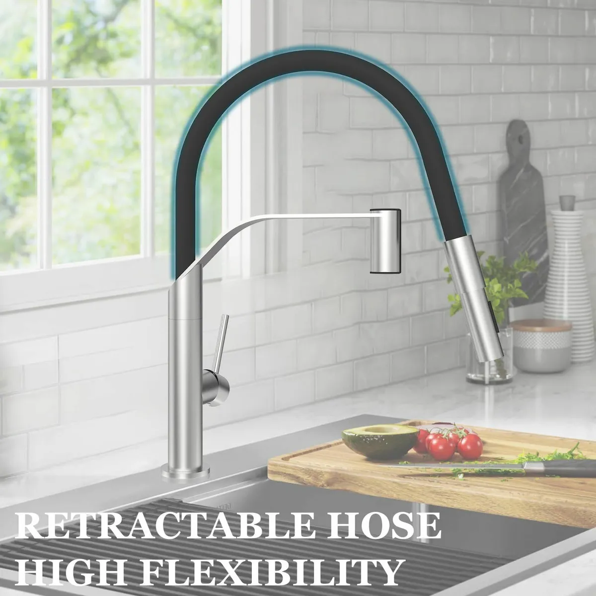 Kitchen Tap Mixer Taps with Pull Out Sprayer - Image 2