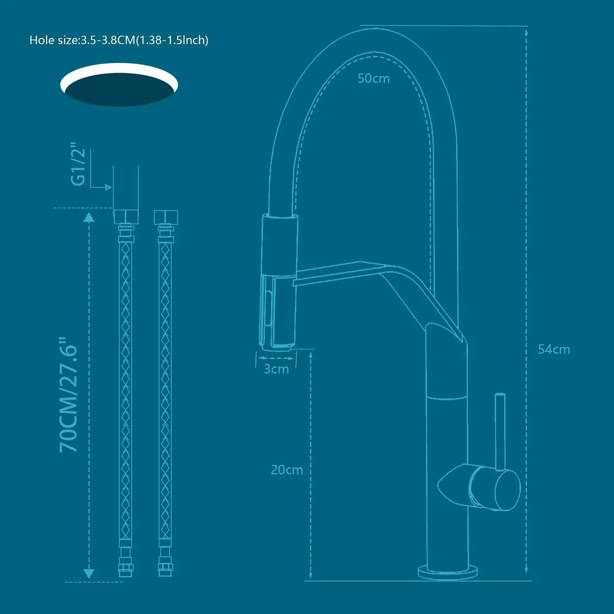 Kitchen Tap Mixer Taps with Pull Out Sprayer - Image 3
