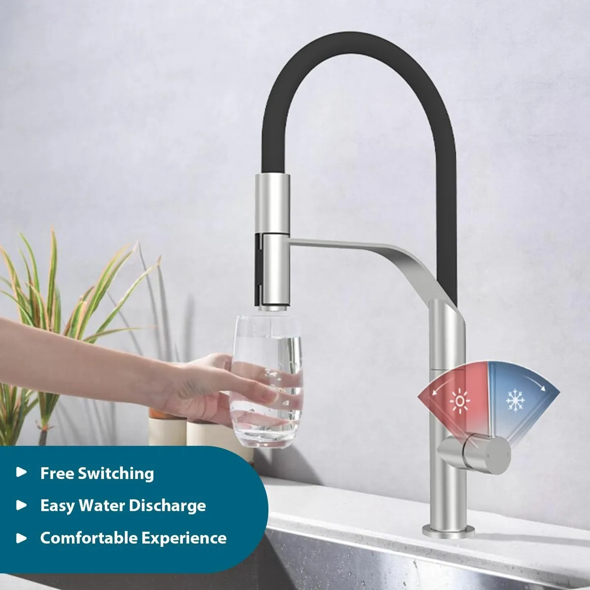 Kitchen Tap Mixer Taps with Pull Out Sprayer - Image 4