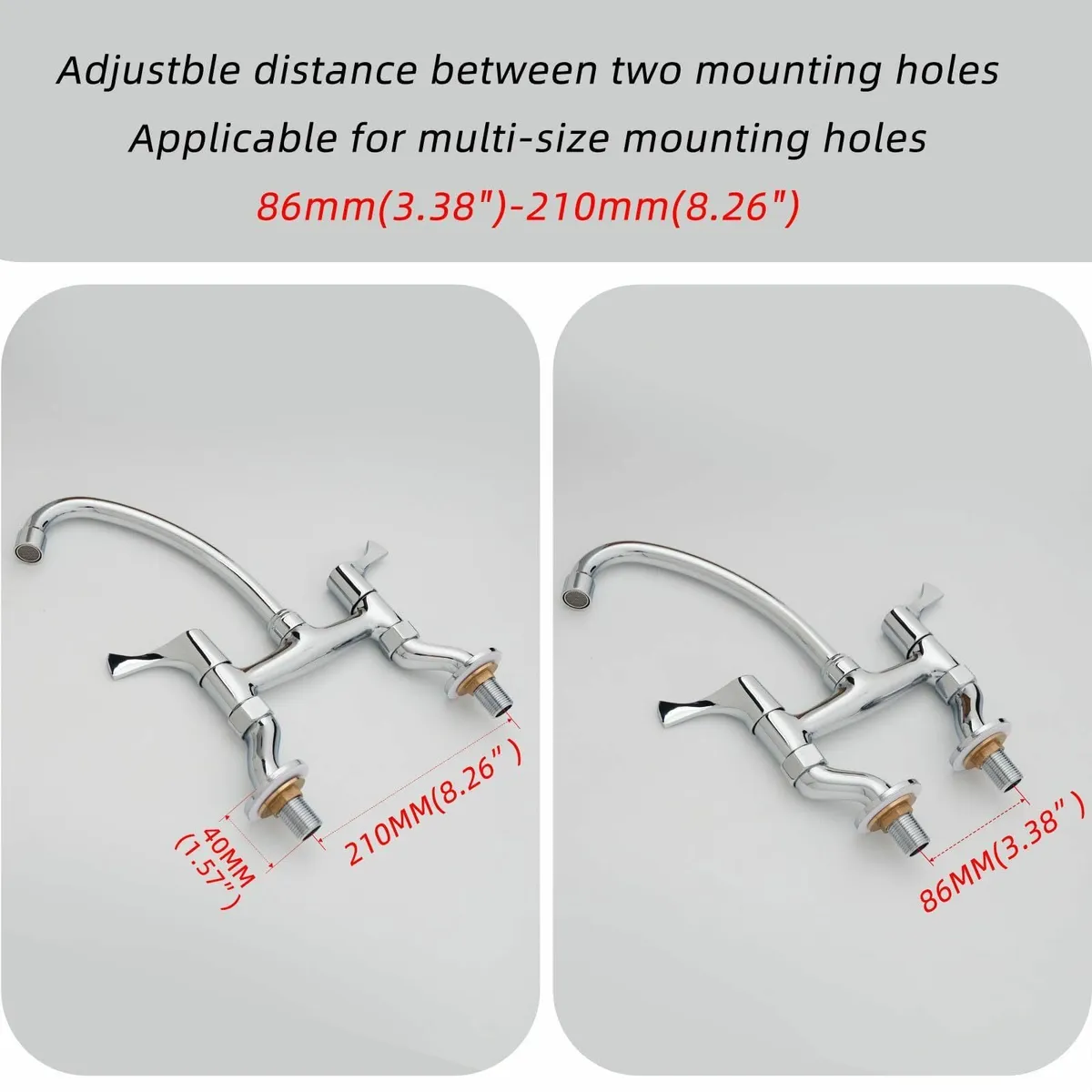 Bridge Kitchen Taps 2 Hole Adjustable Mixer Tap - Image 4