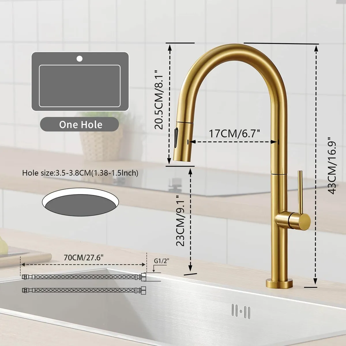 Kitchen Sink Mixer Tap with Pull Down Sprayer - Image 3