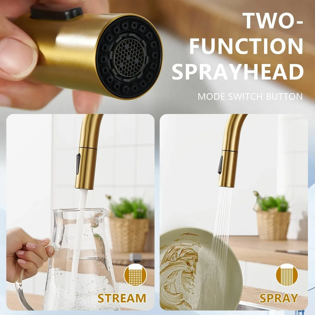 Kitchen Sink Mixer Tap with Pull Down Sprayer - Image 4