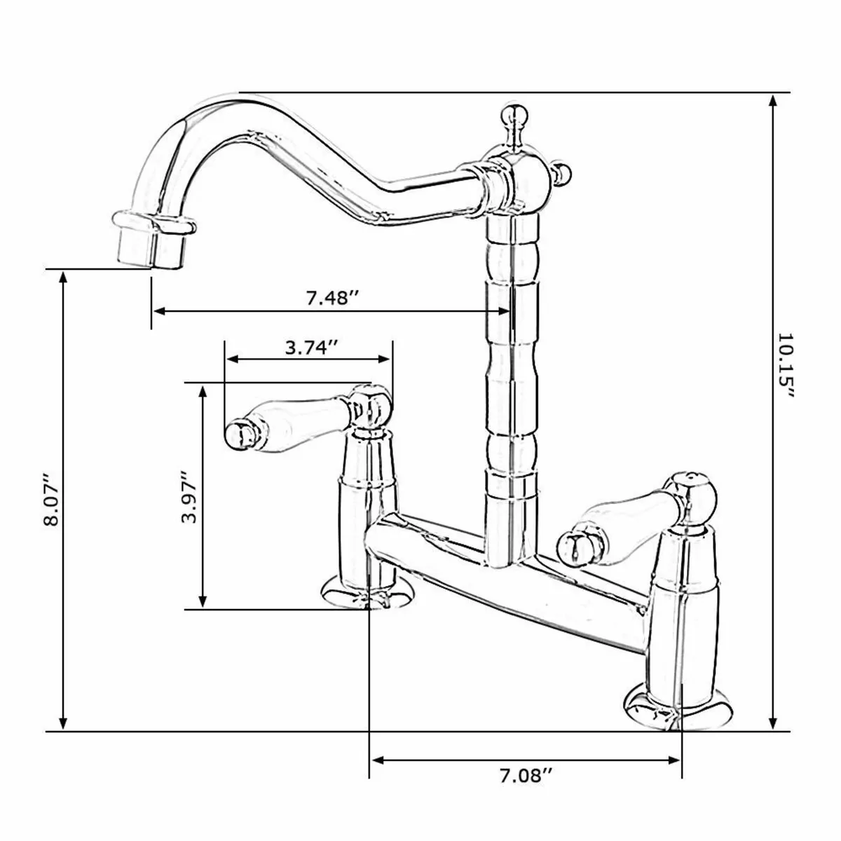 Traditional Kitchen Sink Mixer Tap 2 Hole Dual - Image 2