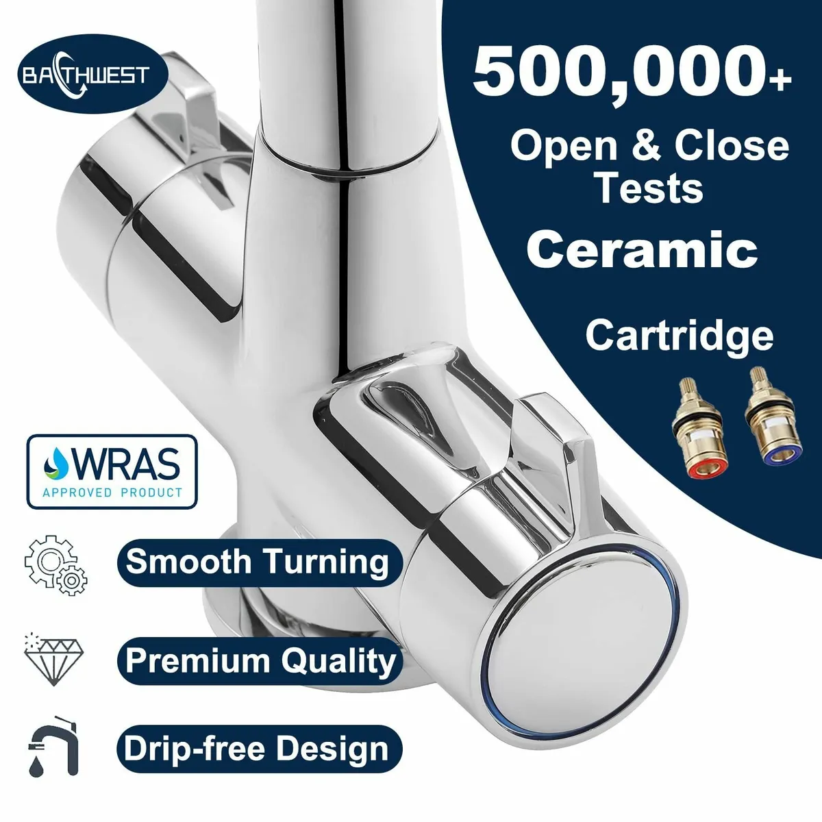 Brass Kitchen Sink Tap with 360degrees Swivel - Image 3