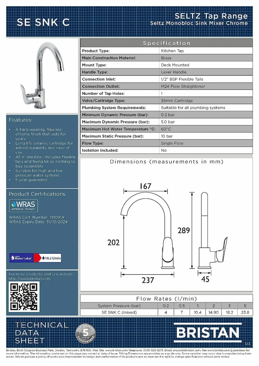 Seltz Monobloc Sink Mixer Chrome - Image 2