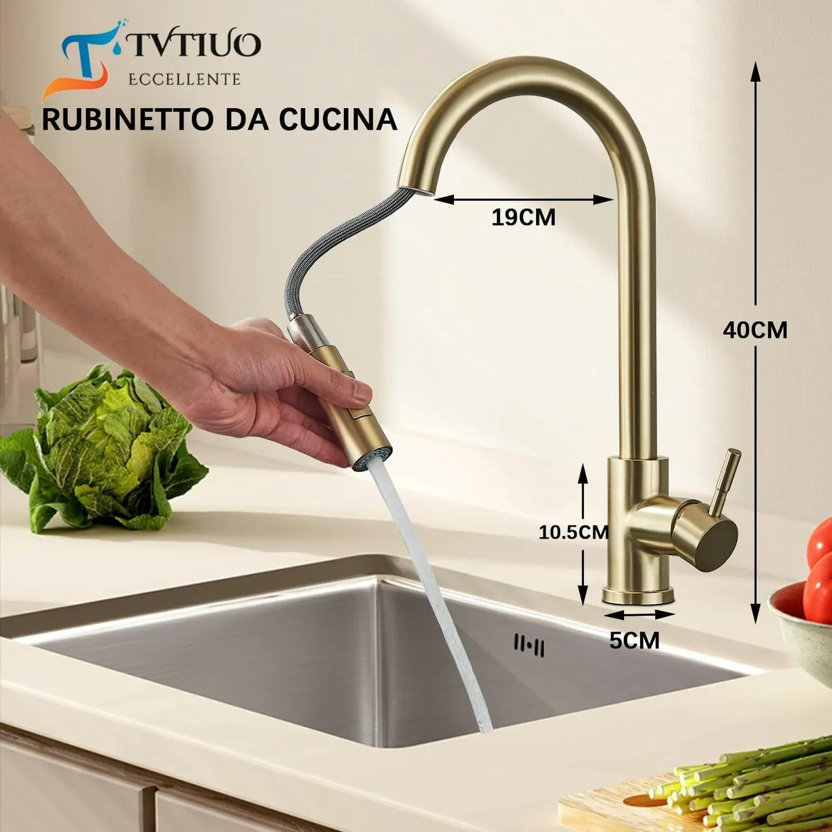 Kitchen Tap Mixer Taps with Pull Out Sprayer - Image 3