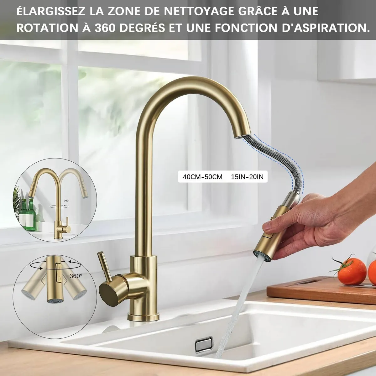 Kitchen Tap Mixer Taps with Pull Out Sprayer - Image 4