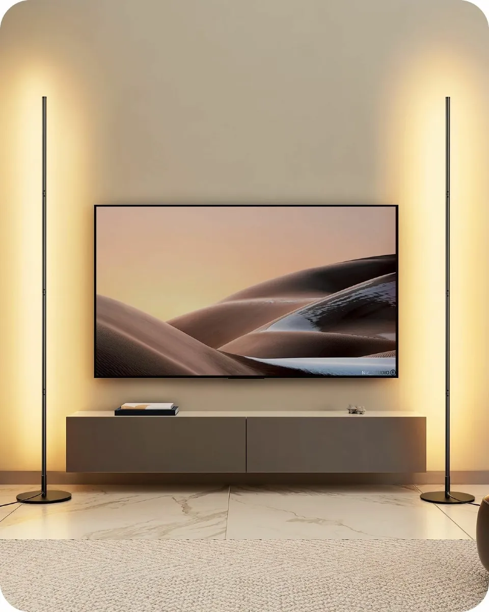 2 Pack LED Floor Lamp 146cm Minimalist Dimmable - Image 1