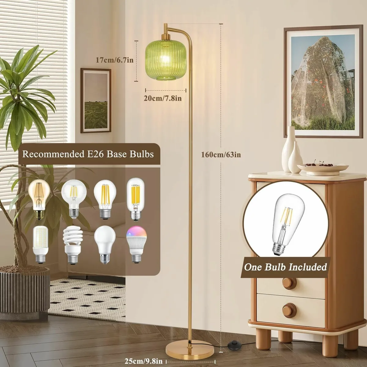 Glass Floor Lamp for Living Room Modern Ribbed - Image 2