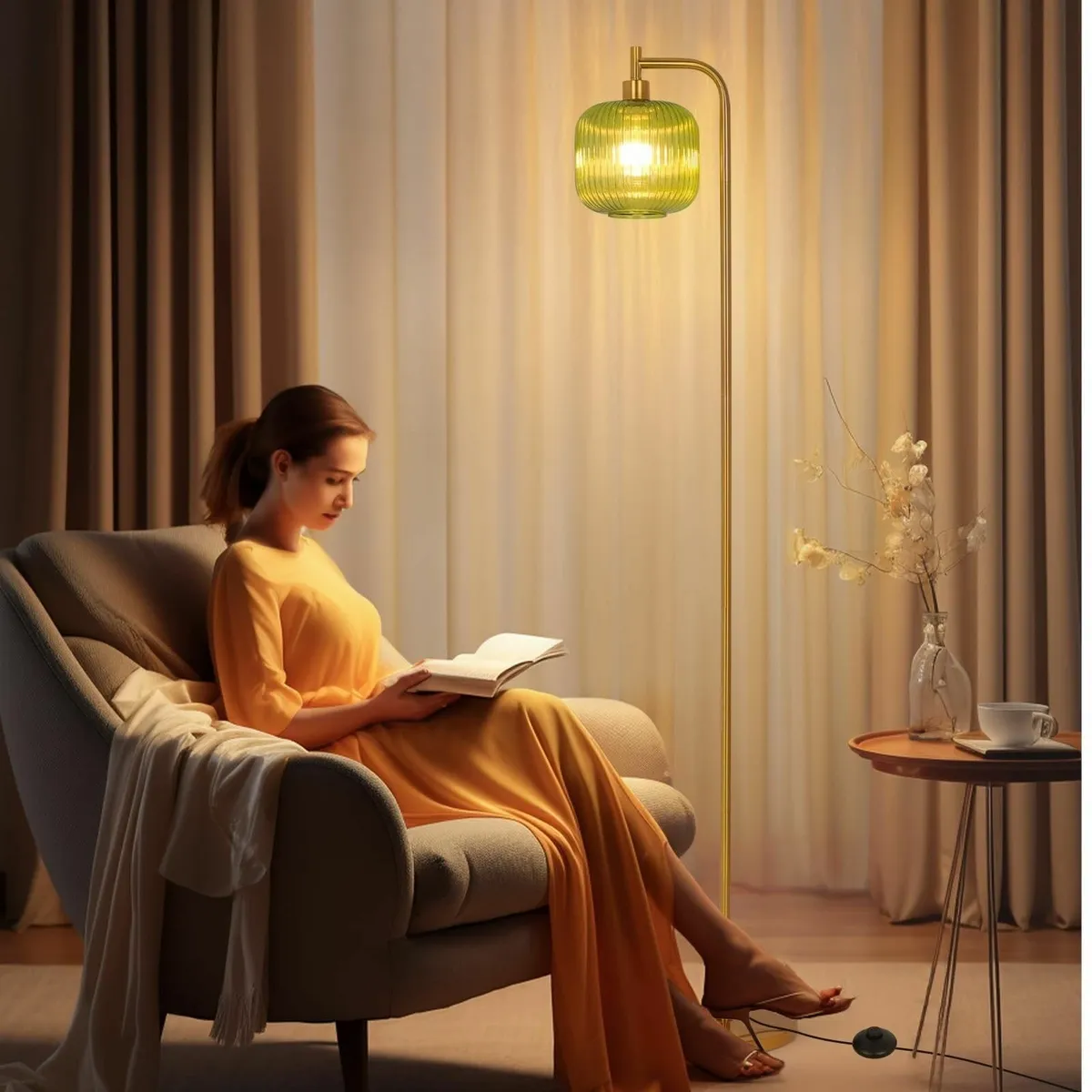 Glass Floor Lamp for Living Room Modern Ribbed - Image 4