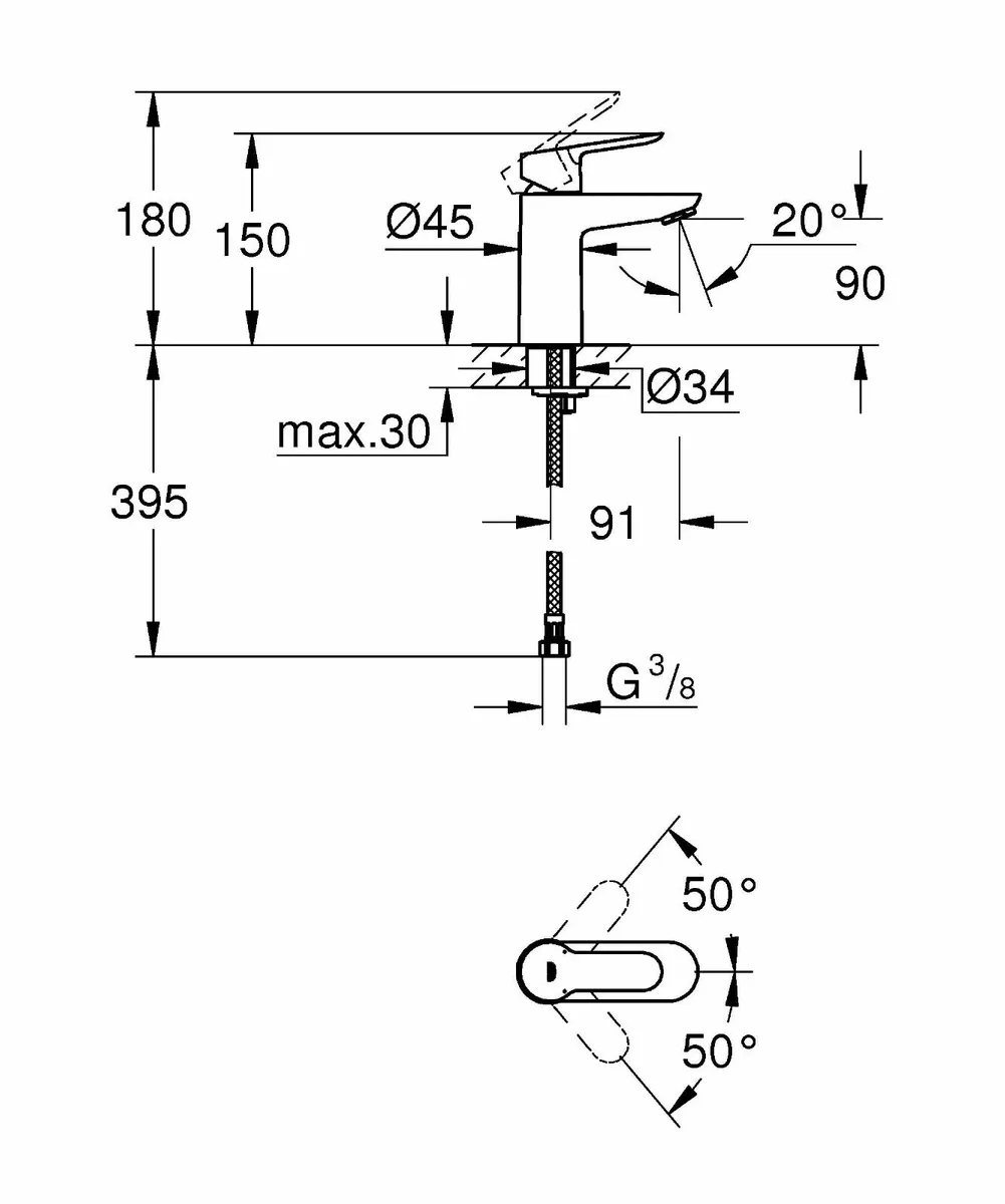 BauEdge - Smooth Body Single-Lever Basin Mixer - Image 2