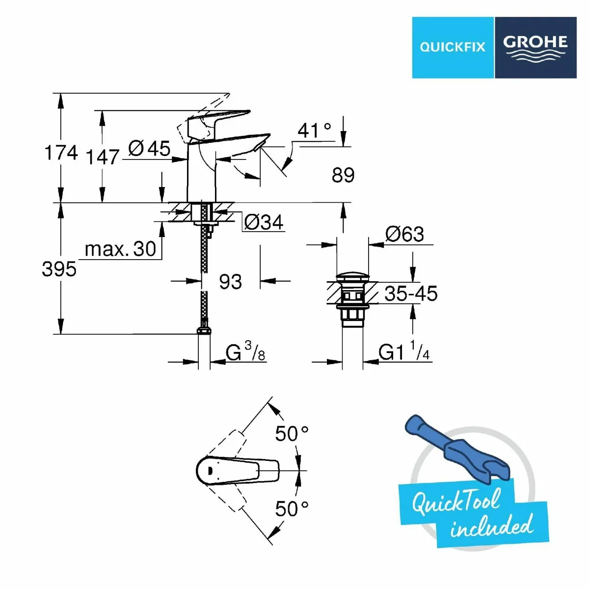 QUICKFIX Start Edge – Bathroom Basin Mixer Tap - Image 3