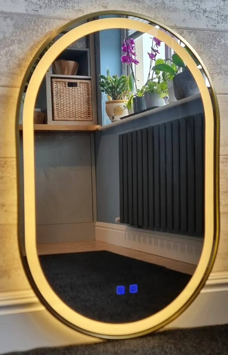 LED Bathroom Mirror Oval Gold Frame - Image 3