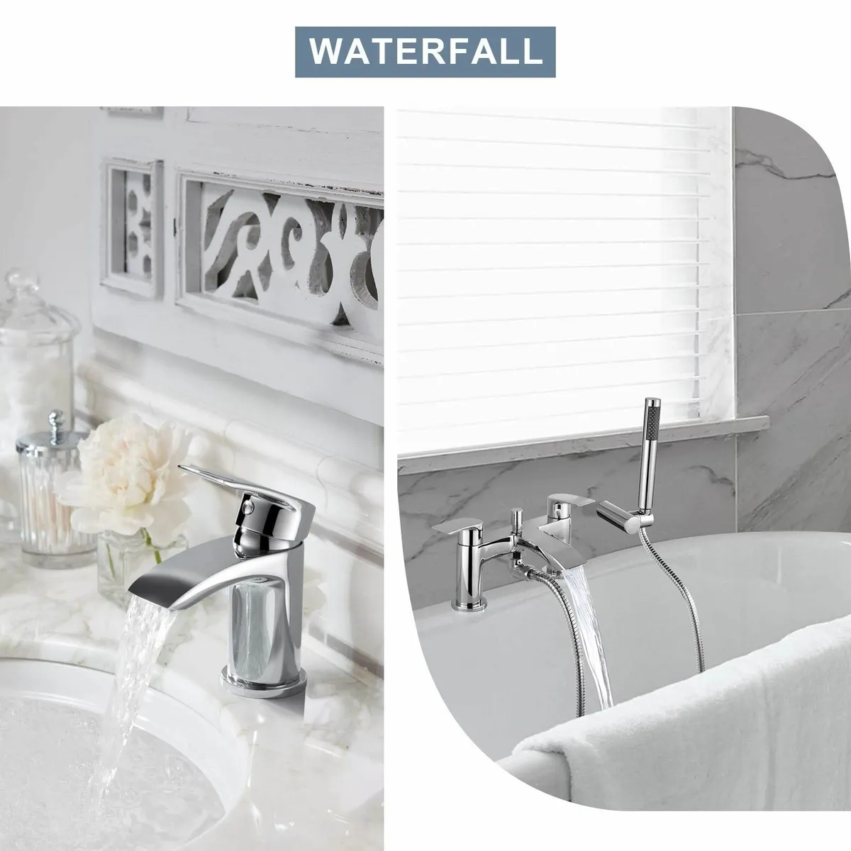 Basin and Bath Mixer Tap with Shower Attachment - Image 3
