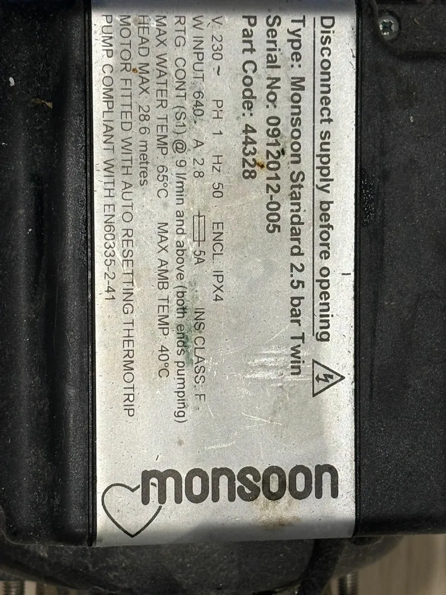 2.0 Bar Shower Pump (Twin) Stuart Turner Monsoon - Image 3