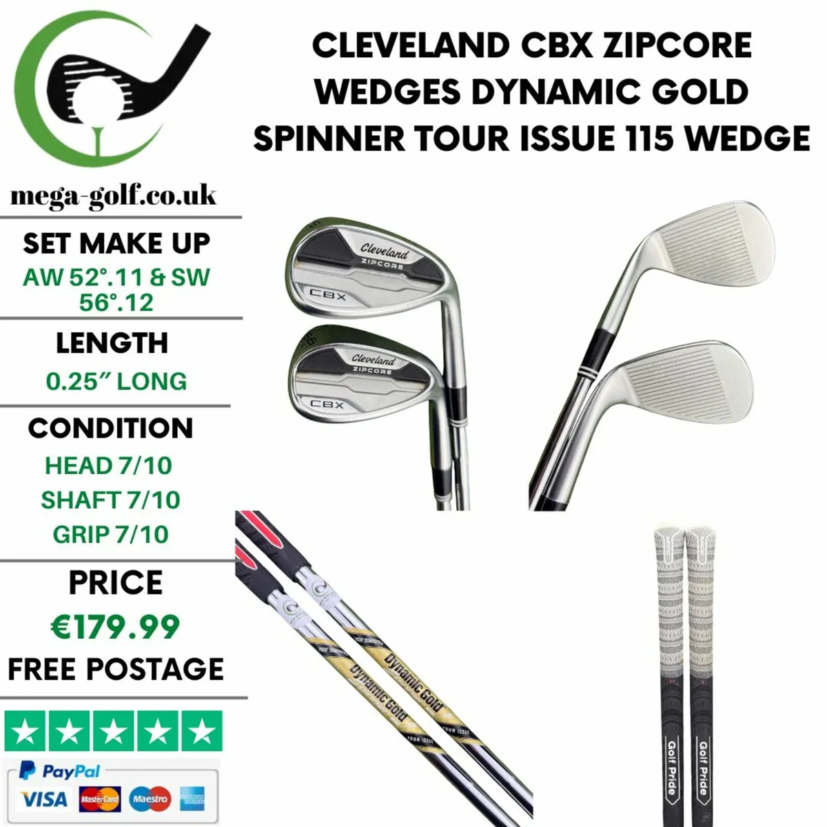 Cleveland CBX Zipcore Wedges Aw 52°.11 & Sw 56°.12 - Image 1
