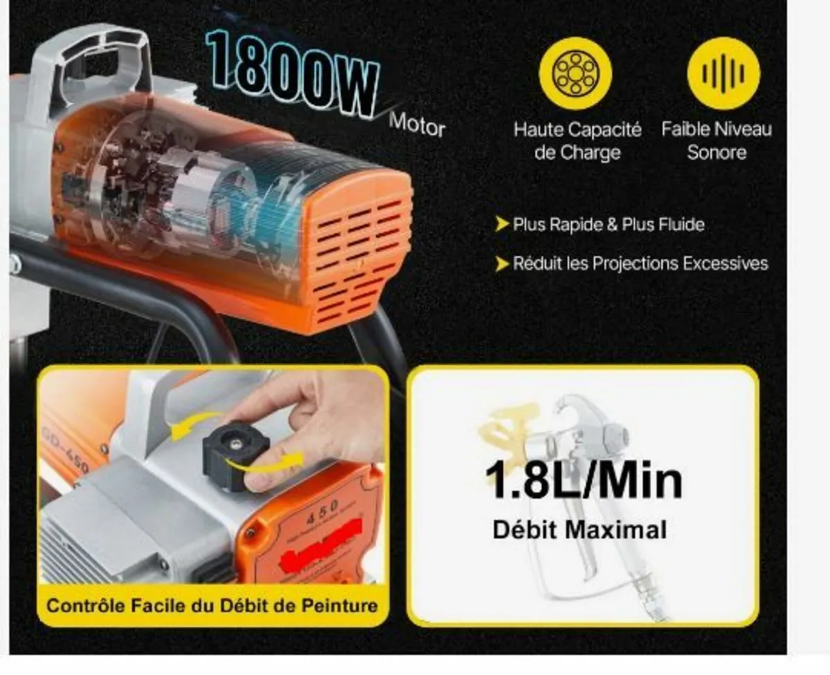 Pro Airless Wall Paint Sprayer, 1800W - Image 4