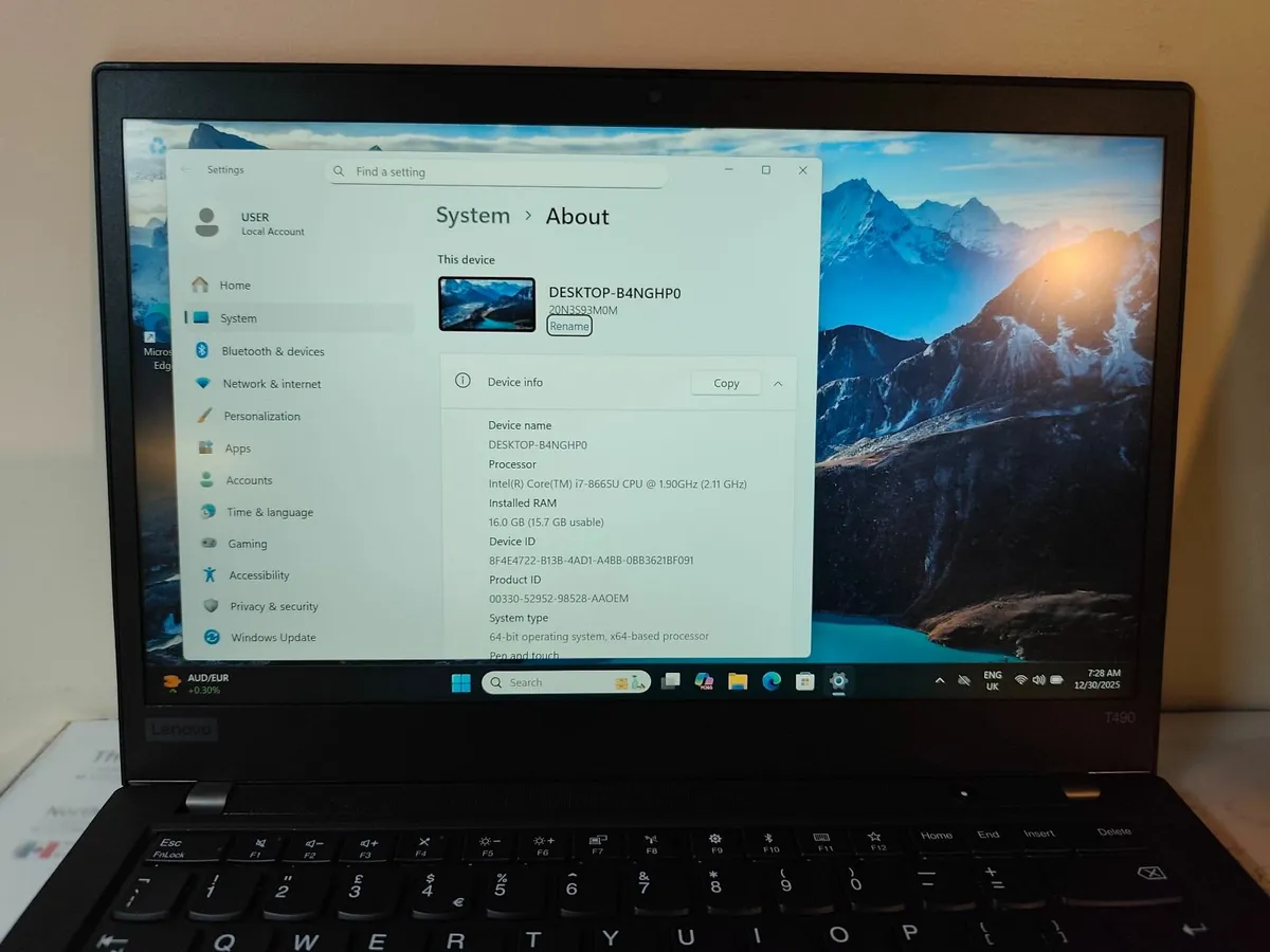 Lenovo ThinkPad T490 Intel i7 8th Gen | 16GB RAM | - Image 2