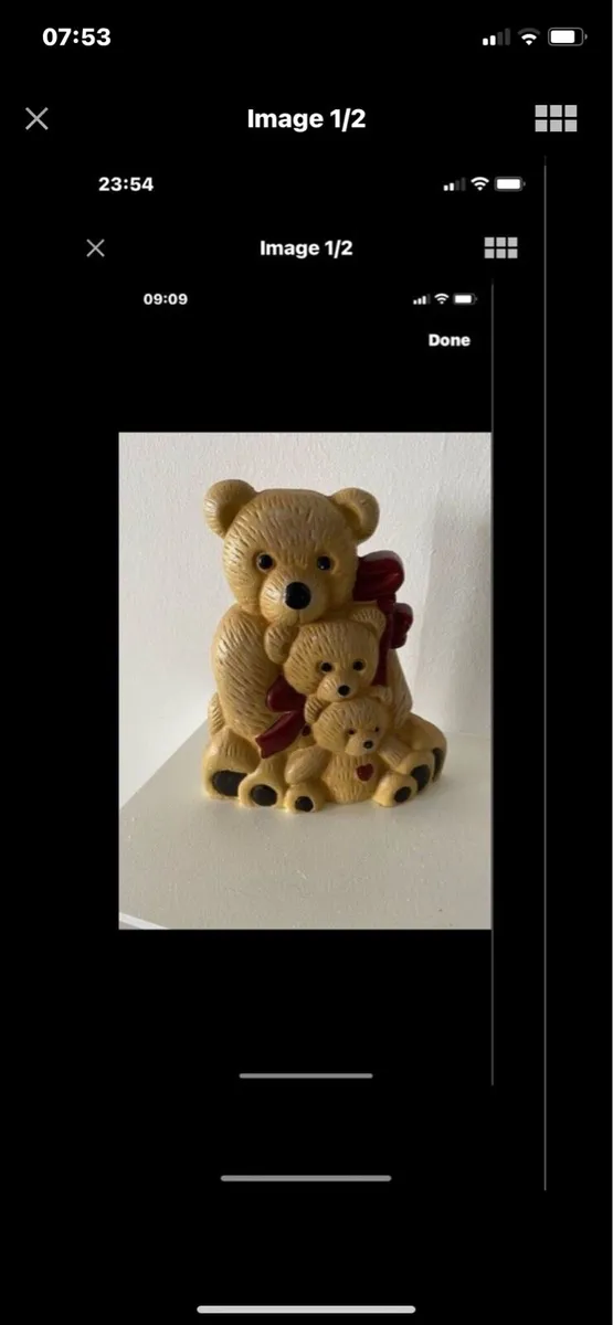 Cast Iron Teddy Family Doorstop - Image 1