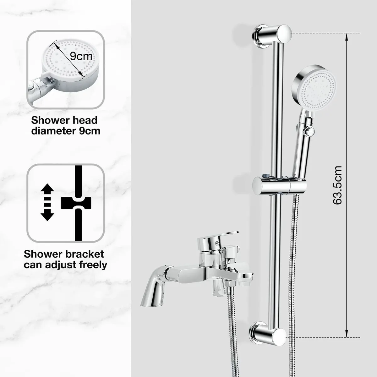 Bath Mixer Taps with Shower Set Modern Attachment - Image 3