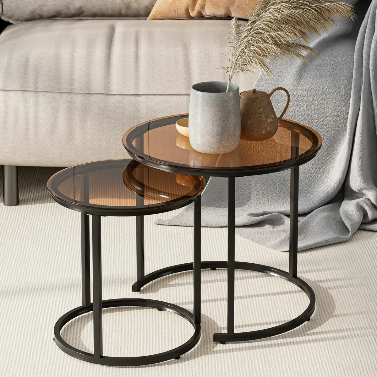 Round Nesting Coffee Tables Removable Set of 2 - Image 1