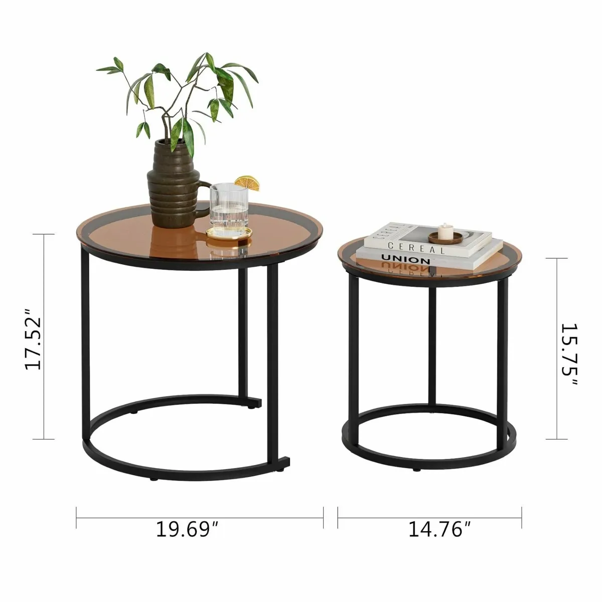 Round Nesting Coffee Tables Removable Set of 2 - Image 2