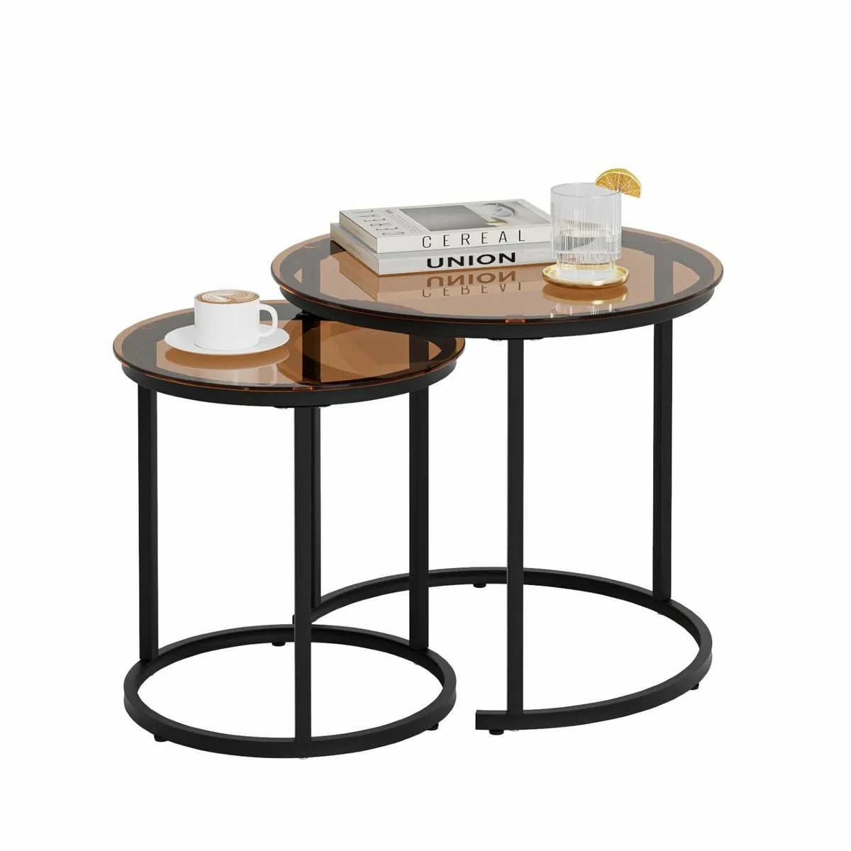 Round Nesting Coffee Tables Removable Set of 2 - Image 3