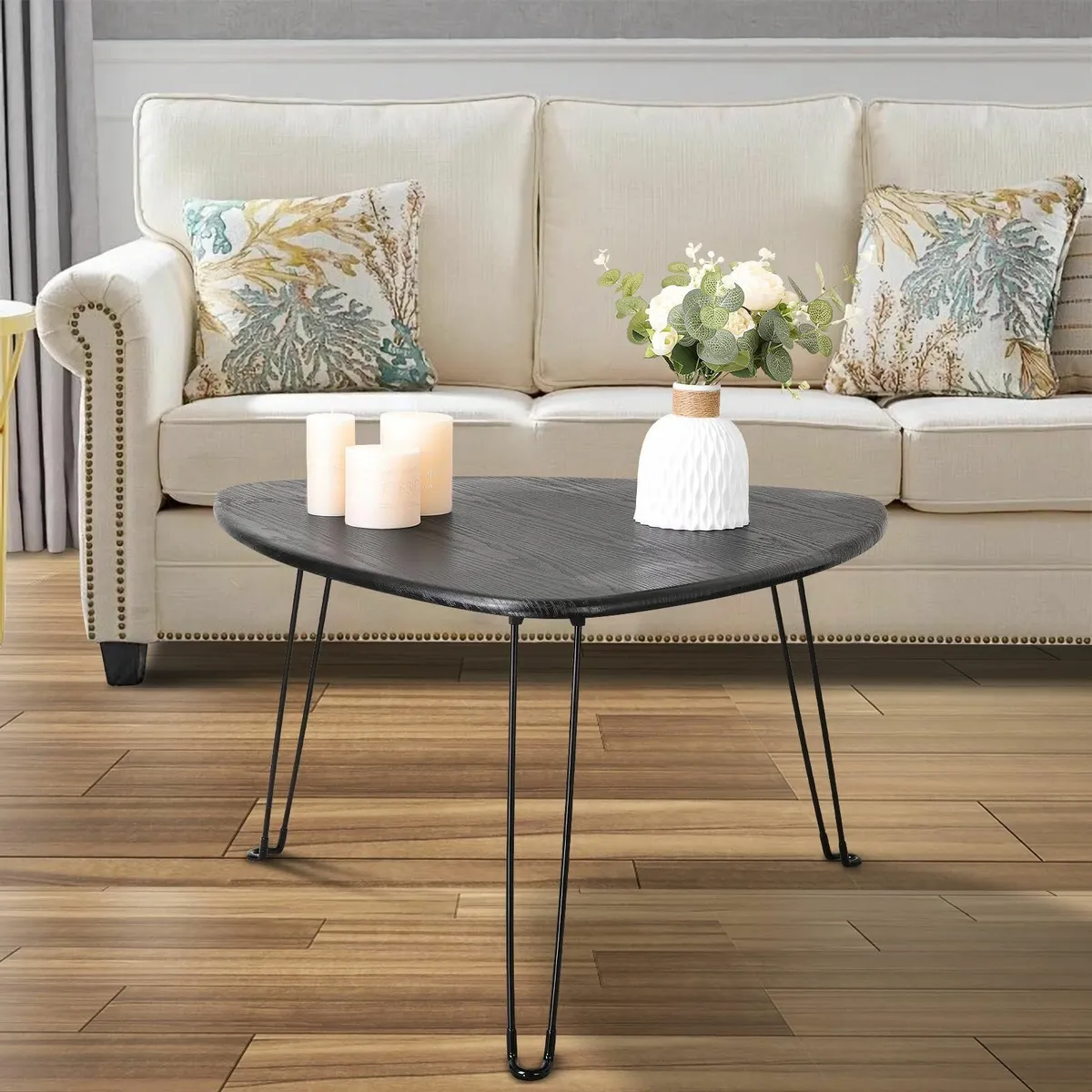 Black Folding Coffee Table Small Oval Tables - Image 2