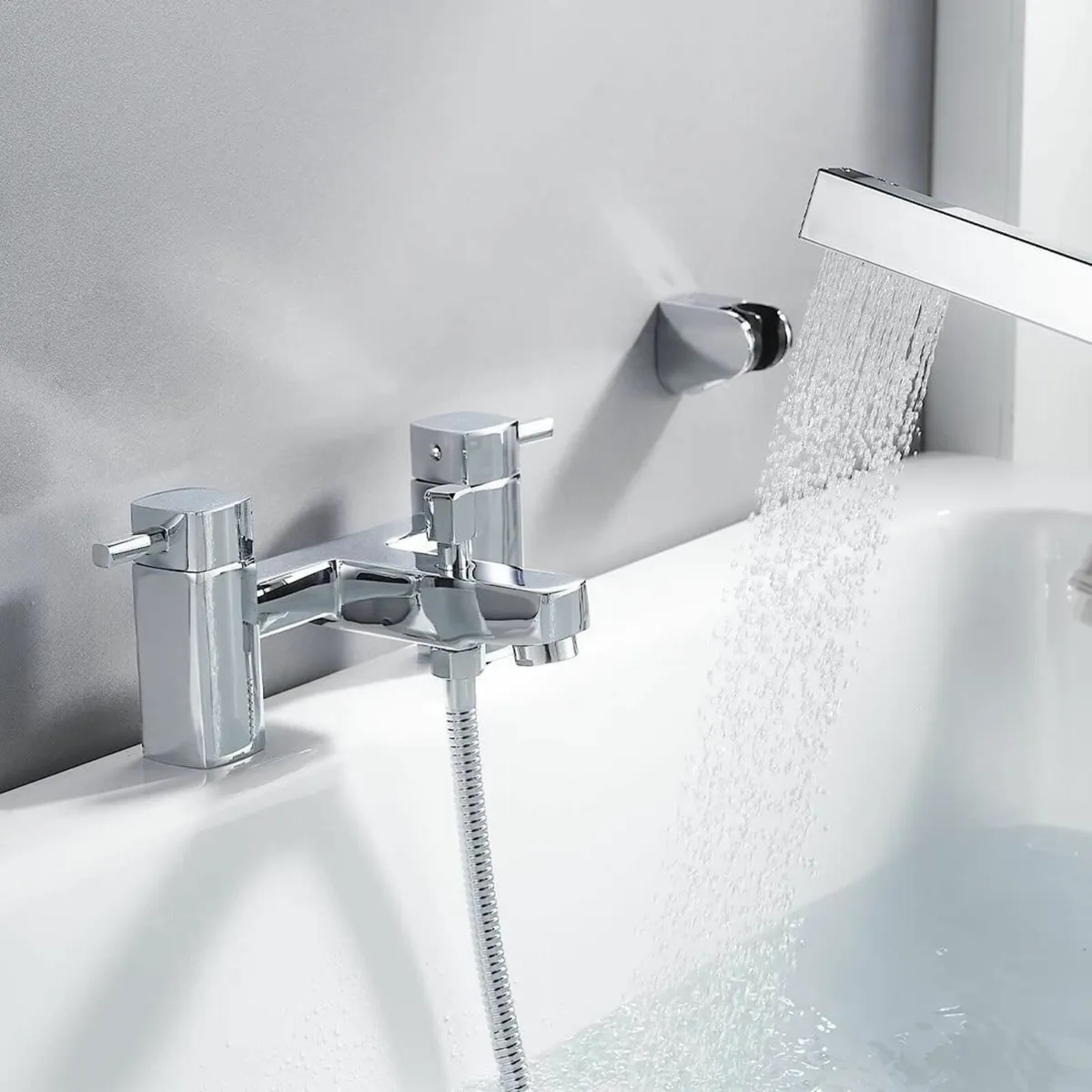 Bath Taps with Shower Bathroom Square Tub Mixer - Image 4
