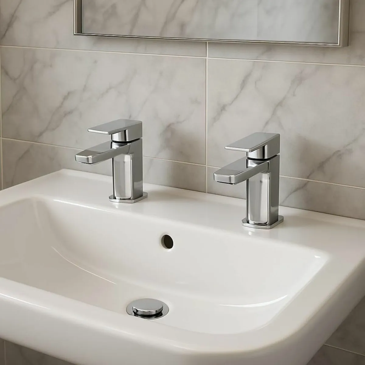 Mura Chrome Basin Taps (Pair) Hot and Cold - Image 1