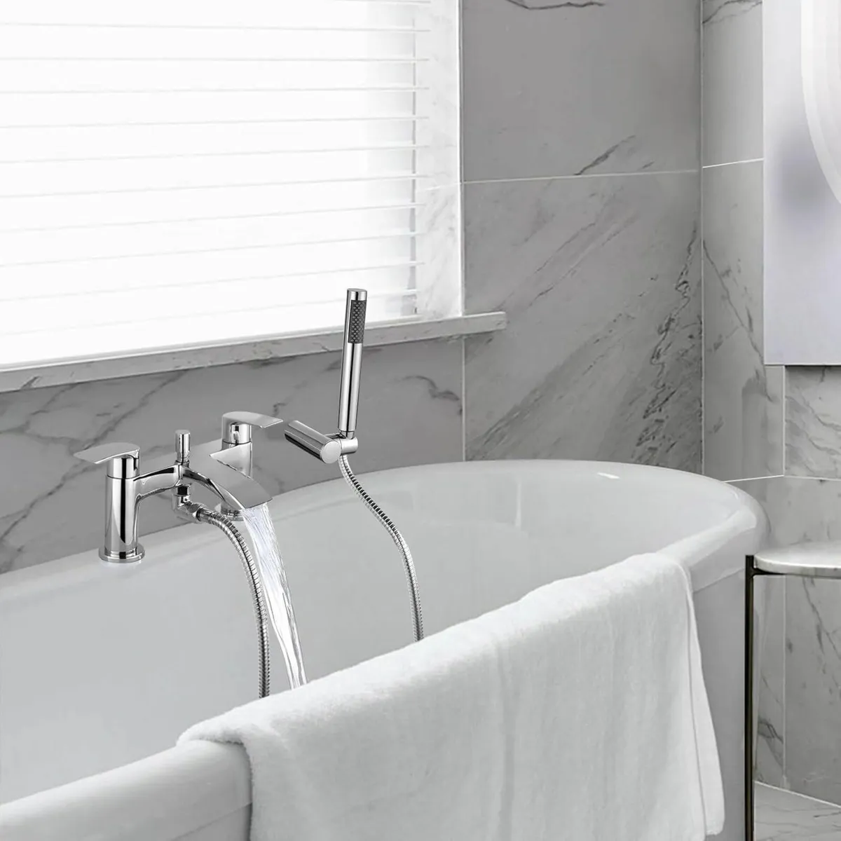 Bath Mixer Taps Waterfall with Handheld Shower - Image 2