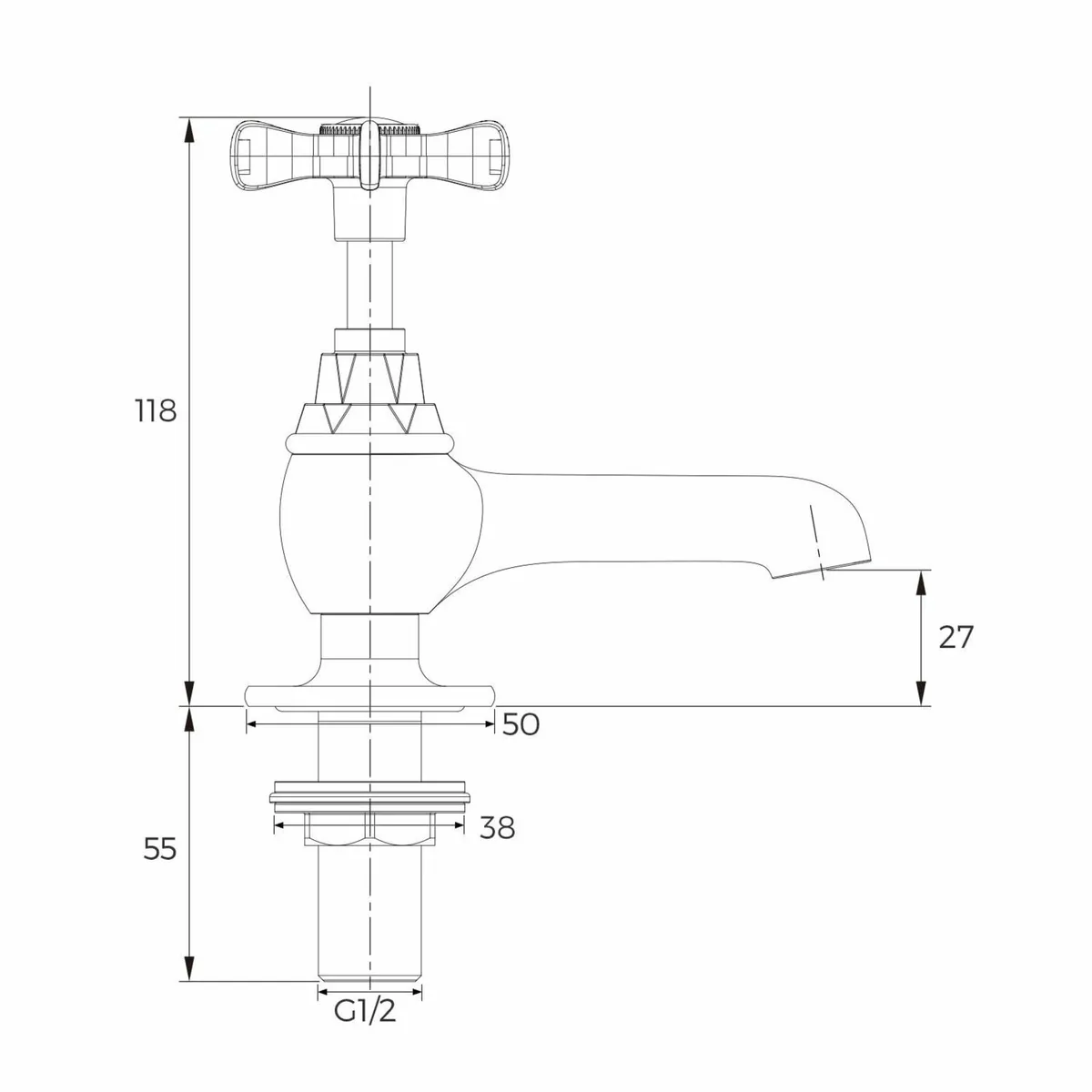 Traditional Gold Brass Basin Tap Pair 1/2 - Image 3