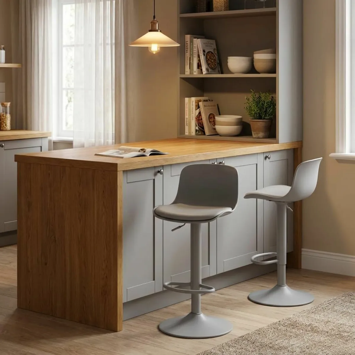 Bar Stools Set of 2 Gray Modern Counter Height - Image 4