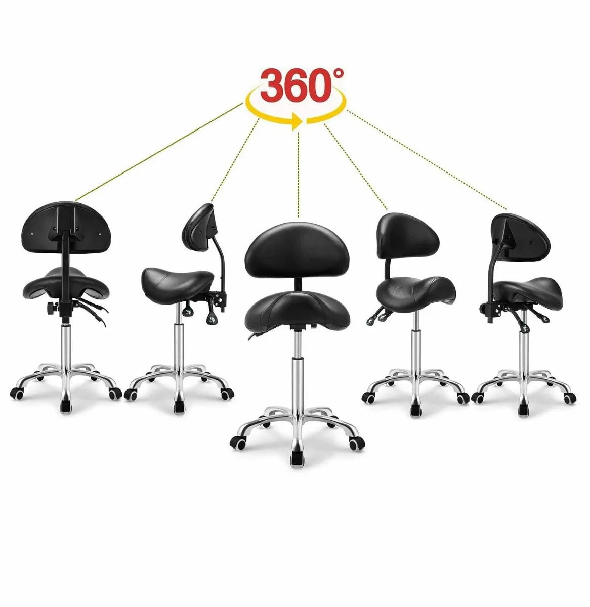 Rolling Swivel Stool with Back - Height Adjustable - Image 4