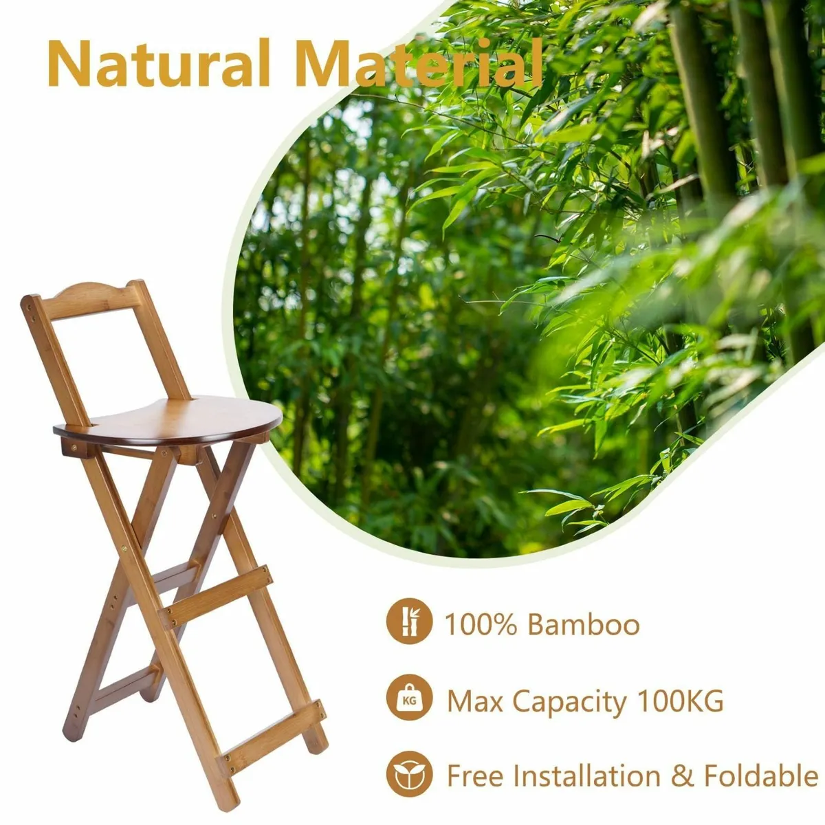Folding Bar Stool 1 Pack Counter Breakfast Chair - Image 4