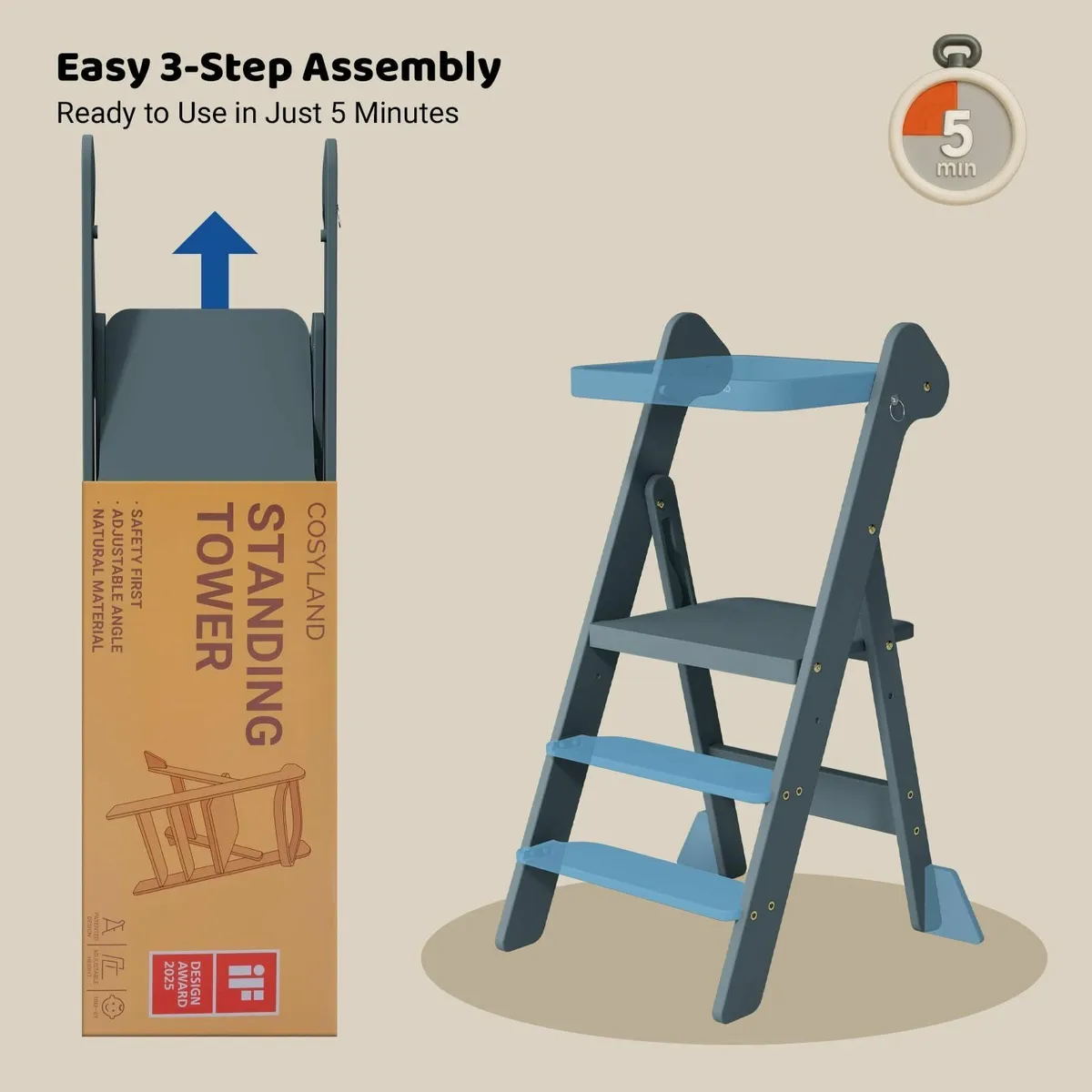 Foldable Toddler Step Stool for Kitchen - IF - Image 4