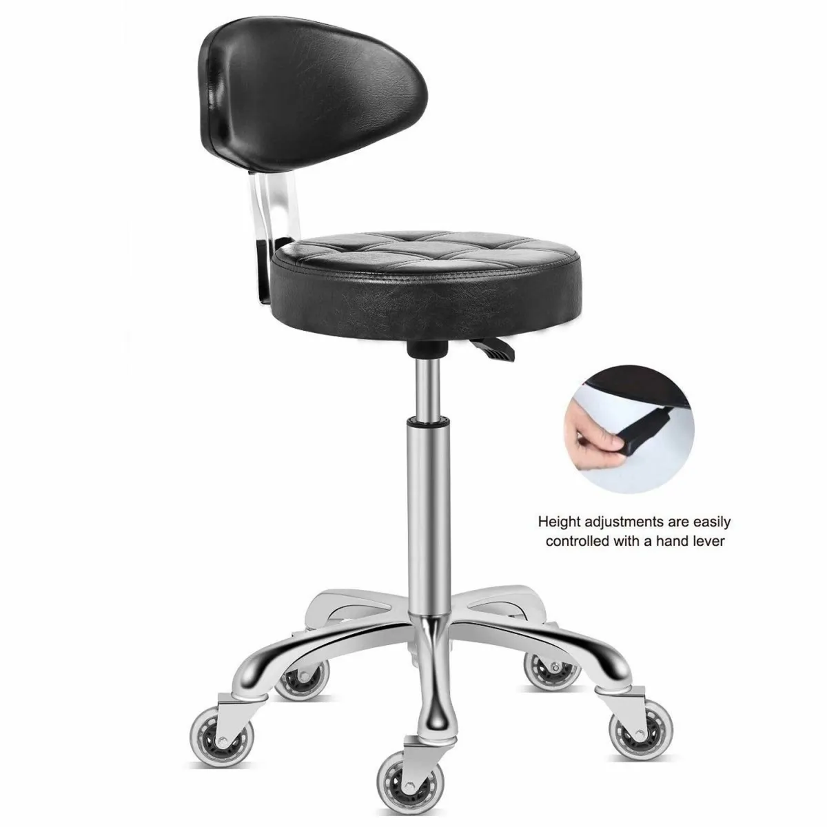 Rolling Stool Chair with Smooth-rolling Dual-wheel - Image 3